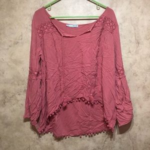 Maurices Cropped Red Bell Sleeve Top